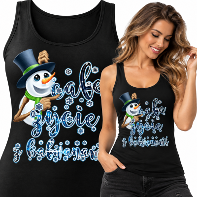 TANK TOP DAMSKI ŚWIĄTECZNY  CAŁE ŻYCIE Z BAŁWANAMI